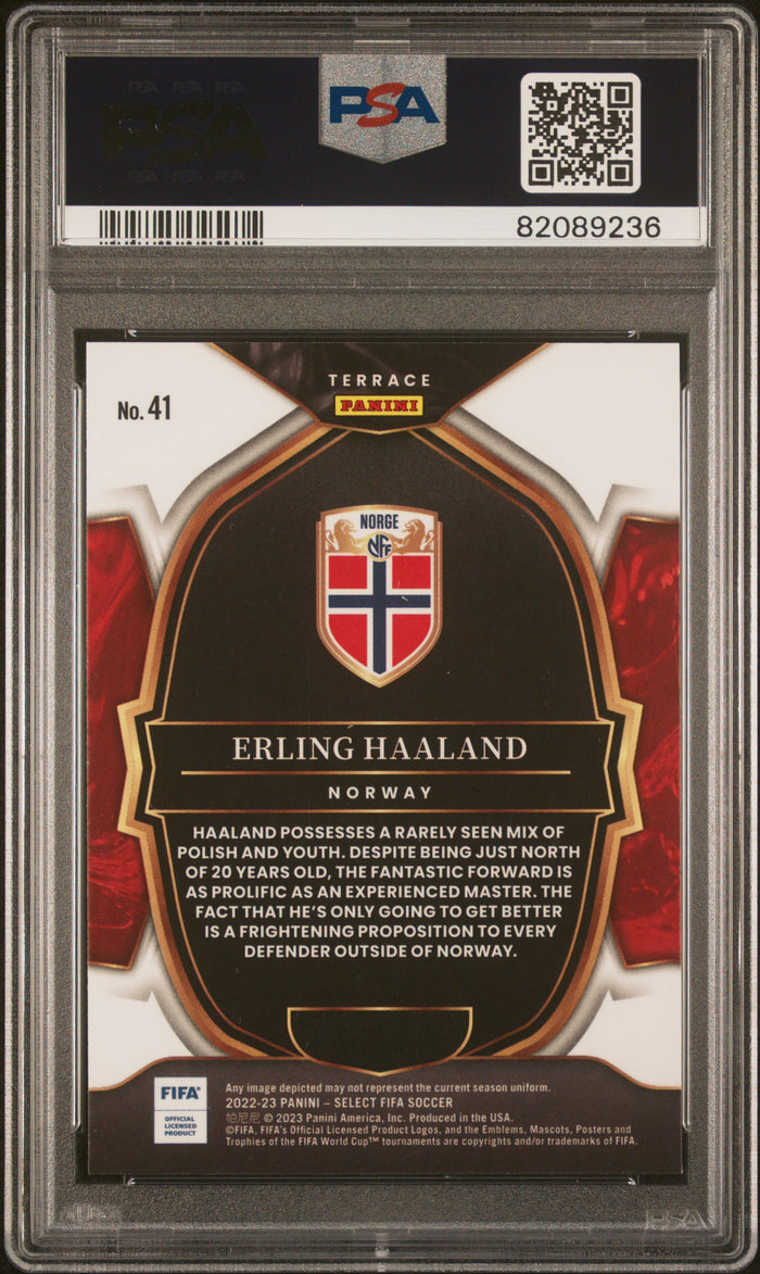 Erling Haaland 2022 Panini Select Norway Card #41 PSA 10-Powers Sports Memorabilia