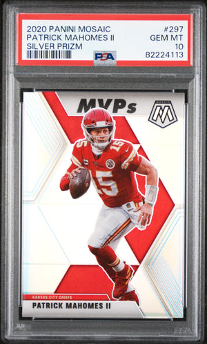 Patrick Mahomes 2020 Panini Mosaic Silver Prizm Card #297 Graded PSA 10-Powers Sports Memorabilia