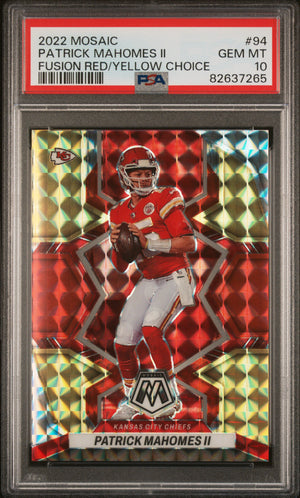Patrick Mahomes 2022 Mosaic Red Yellow Card #94 PSA 10 /80