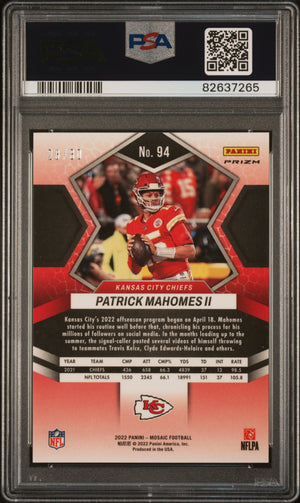 Patrick Mahomes 2022 Mosaic Red Yellow Card #94 PSA 10 /80
