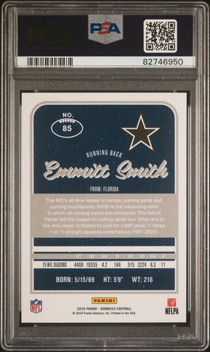 Emmitt Smith 2016 Panini Donruss Football Card #85 Graded PSA 10-Powers Sports Memorabilia