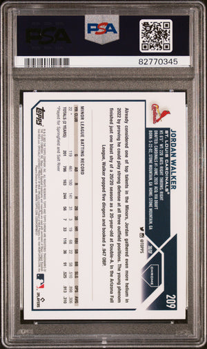 Jordan Walker 2023 Topps Chrome Sepia St. Louis Cardinals Baseball RC Rookie Card #209 Graded PSA 10 Cert #82770345-Powers Sports Memorabilia