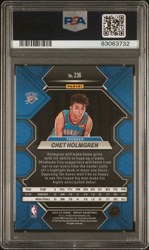 Chet Holmgren 2022 Panini Mosaic Basketball Rookie Card #236 Graded PSA 10-Powers Sports Memorabilia
