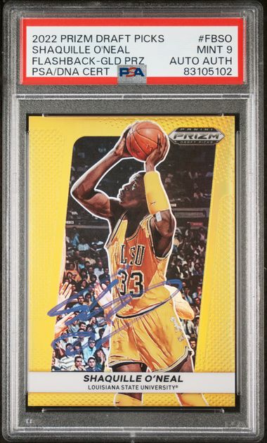 Shaquille O&#39;Neal 2022 Panini Prizm Gold Prizm Signed Card #FBSO Auto PSA 9 7/10-Powers Sports Memorabilia