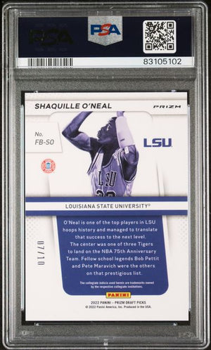 Shaquille O'Neal 2022 Panini Prizm Gold Prizm Signed Card #FBSO Auto PSA 9 7/10-Powers Sports Memorabilia