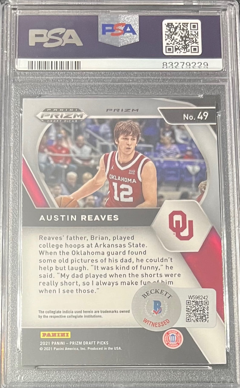 Austin Reaves 2021 Panini Prizm Red Pulsar Signed Rookie Card #49 Auto PSA 79229-Powers Sports Memorabilia
