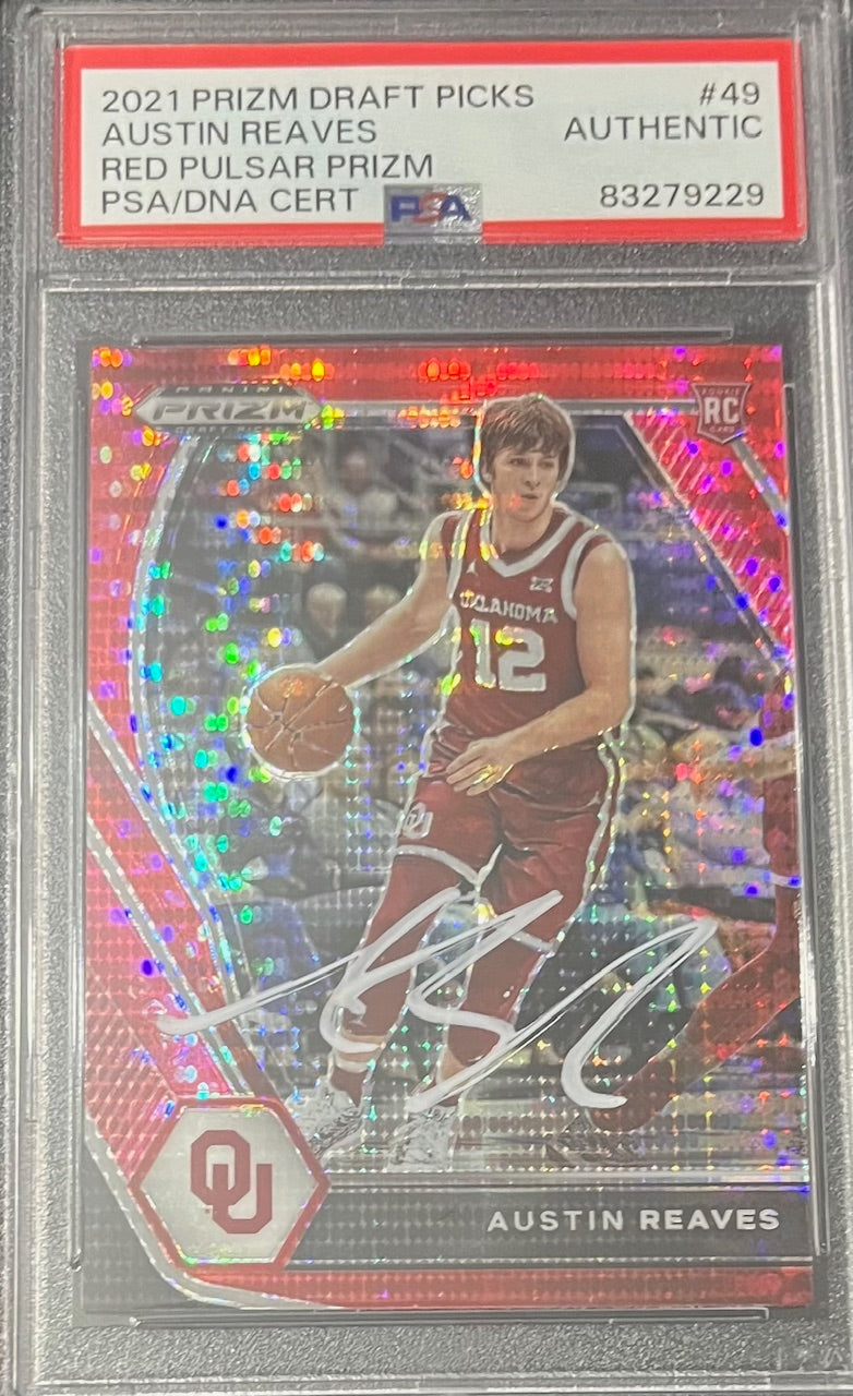 Austin Reaves 2021 Panini Prizm Red Pulsar Signed Rookie Card #49 Auto PSA 79229-Powers Sports Memorabilia