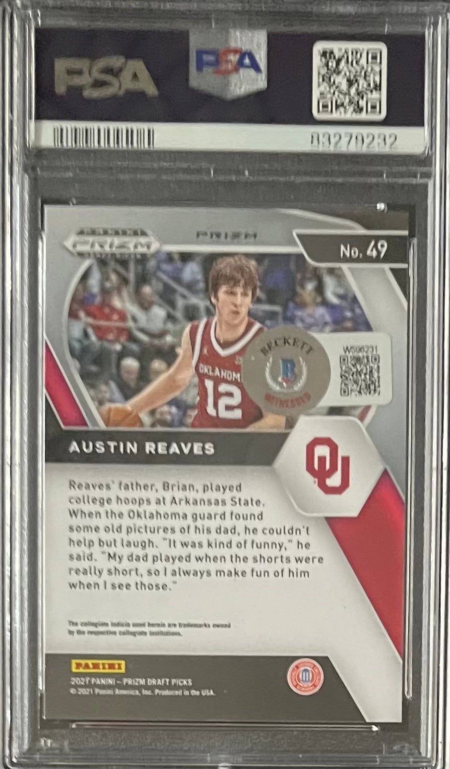 Austin Reaves 2021 Panini Prizm Red Ice Signed Rookie Card #49 Auto PSA 83279232-Powers Sports Memorabilia