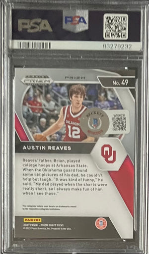 Austin Reaves 2021 Panini Prizm Red Ice Signed Rookie Card #49 Auto PSA 83279232-Powers Sports Memorabilia