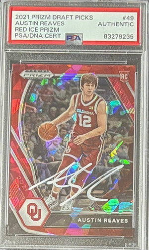 Austin Reaves 2021 Panini Prizm Red Ice Signed Rookie Card #49 Auto PSA 83279235-Powers Sports Memorabilia