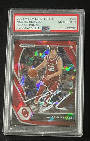 Austin Reaves 2021 Panini Prizm Red Ice Signed Rookie Card #49 Auto PSA 83279237-Powers Sports Memorabilia