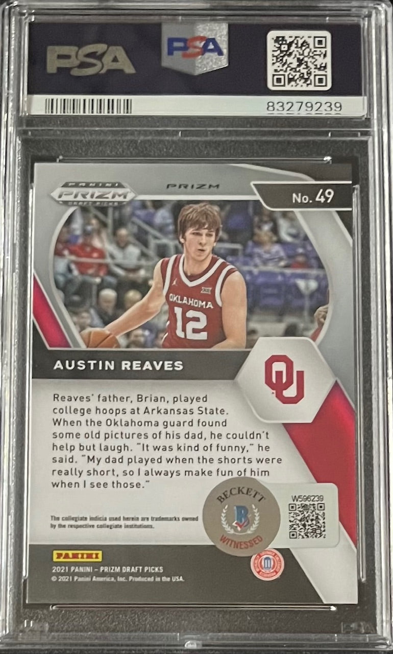 Austin Reaves 2021 Panini Prizm Red Ice Signed Rookie Card #49 Auto PSA 83279239-Powers Sports Memorabilia