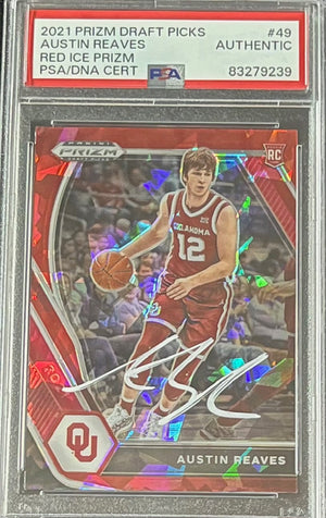 Austin Reaves 2021 Panini Prizm Red Ice Signed Rookie Card #49 Auto PSA 83279239-Powers Sports Memorabilia