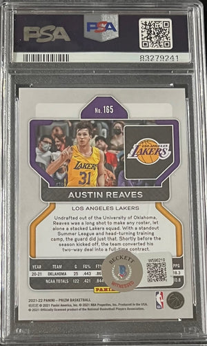 Austin Reaves 2021 Panini Prizm Signed Rookie Card #165 Auto PSA 83279241-Powers Sports Memorabilia