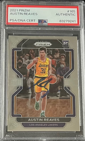 Austin Reaves 2021 Panini Prizm Signed Rookie Card #165 Auto PSA 83279241-Powers Sports Memorabilia