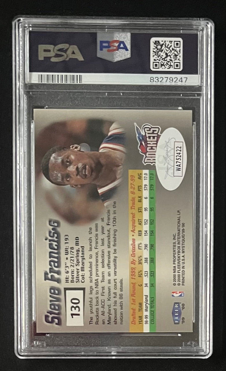 Steve Francis 1999 Fleer Mystique Signed Rookie Card #130 Auto PSA 83279247-Powers Sports Memorabilia
