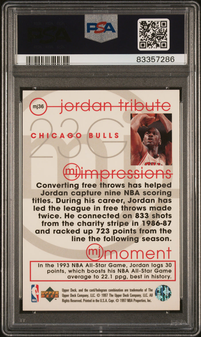 Michael Jordan 1996 Upper Deck MJ Tribute Card #MJ36 PSA 7