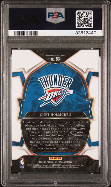 Chet Holmgren 2022 Panini Select Blue Basketball Rookie Card #83 Graded PSA 10-Powers Sports Memorabilia
