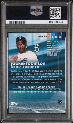 Jackie Robinson 2020 Topps Stadium Club Chrome Refractor Card #400 Graded PSA 10-Powers Sports Memorabilia