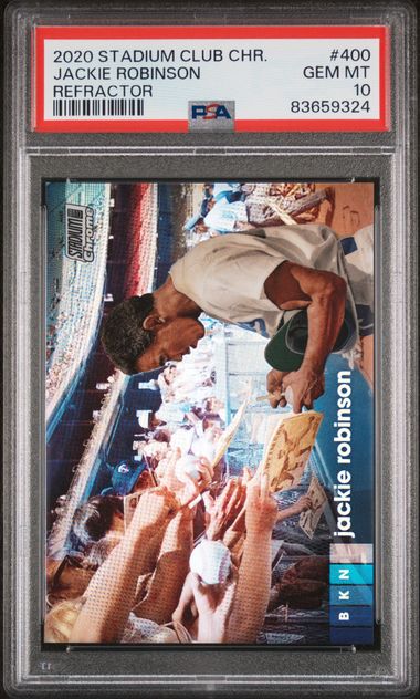 Jackie Robinson 2020 Topps Stadium Club Chrome Refractor Card #400 Graded PSA 10-Powers Sports Memorabilia