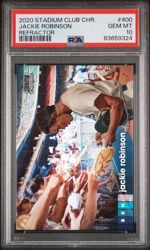 Jackie Robinson 2020 Topps Stadium Club Chrome Refractor Card #400 Graded PSA 10-Powers Sports Memorabilia