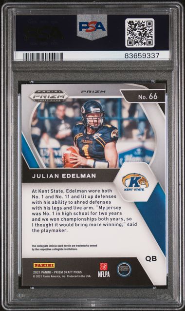Julian Edelman 2021 Panini Prizm Draft Picks Gold Ice Card #66 Graded PSA 9-Powers Sports Memorabilia