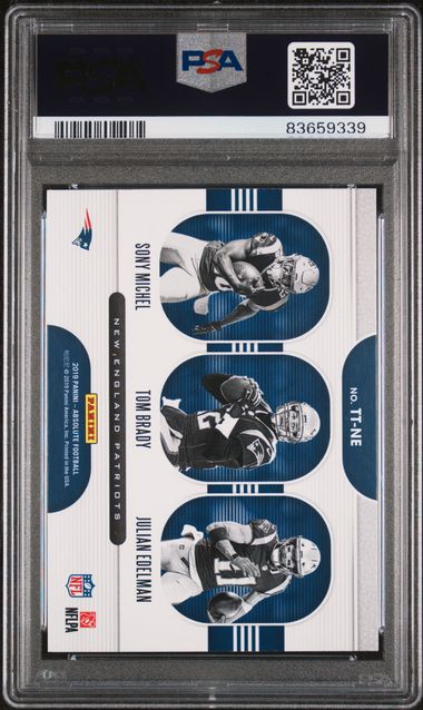 Tom Brady 2019 Panini Absolute Team Trios Football Card #TT-NE Graded PSA 9-Powers Sports Memorabilia