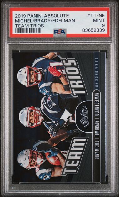 Tom Brady 2019 Panini Absolute Team Trios Football Card #TT-NE Graded PSA 9