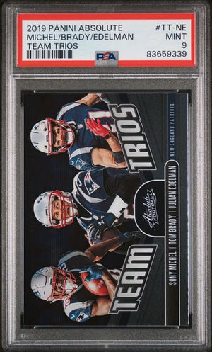 Tom Brady 2019 Panini Absolute Team Trios Football Card #TT-NE Graded PSA 9