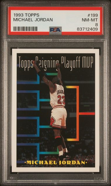 Michael Jordan 1993 Topps Basketball Card #199 Graded PSA 8-Powers Sports Memorabilia