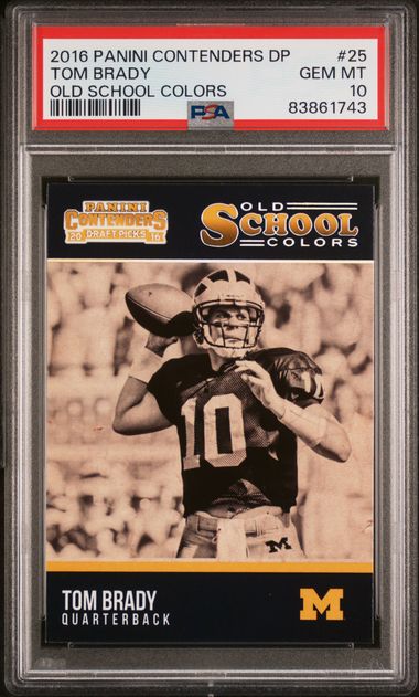 Tom Brady 2016 Panini Contenders DP Old School Colors Card #25 Graded PSA 10-Powers Sports Memorabilia