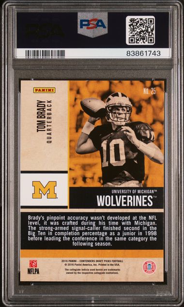 Tom Brady 2016 Panini Contenders DP Old School Colors Card #25 Graded PSA 10-Powers Sports Memorabilia