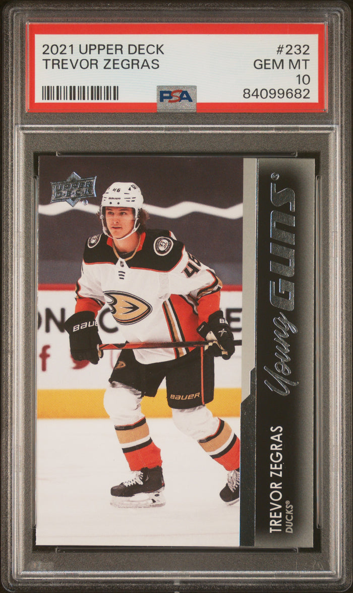 Trevor Zegras 2021 Upper Deck Anaheim Ducks Hockey Rookie Card RC #232 Graded PSA 10 Cert #84099682-Powers Sports Memorabilia