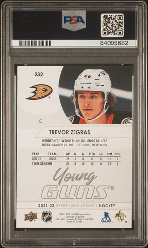 Trevor Zegras 2021 Upper Deck Anaheim Ducks Hockey Rookie Card RC #232 Graded PSA 10 Cert #84099682-Powers Sports Memorabilia