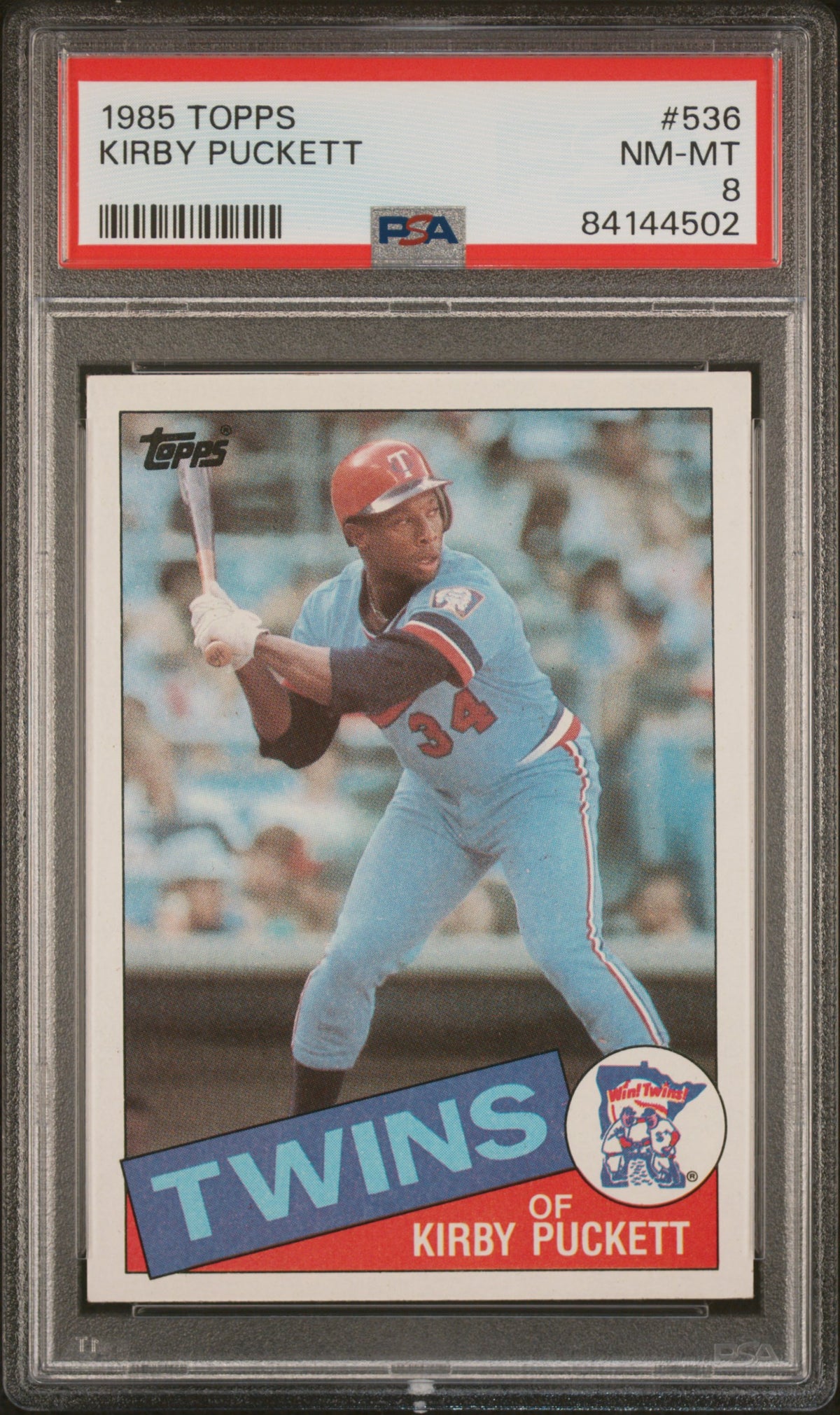 Kirby Puckett 1985 Topps Minnesota Twins Baseball RC Rookie Card #536 Graded PSA 8 Cert #84144502-Powers Sports Memorabilia