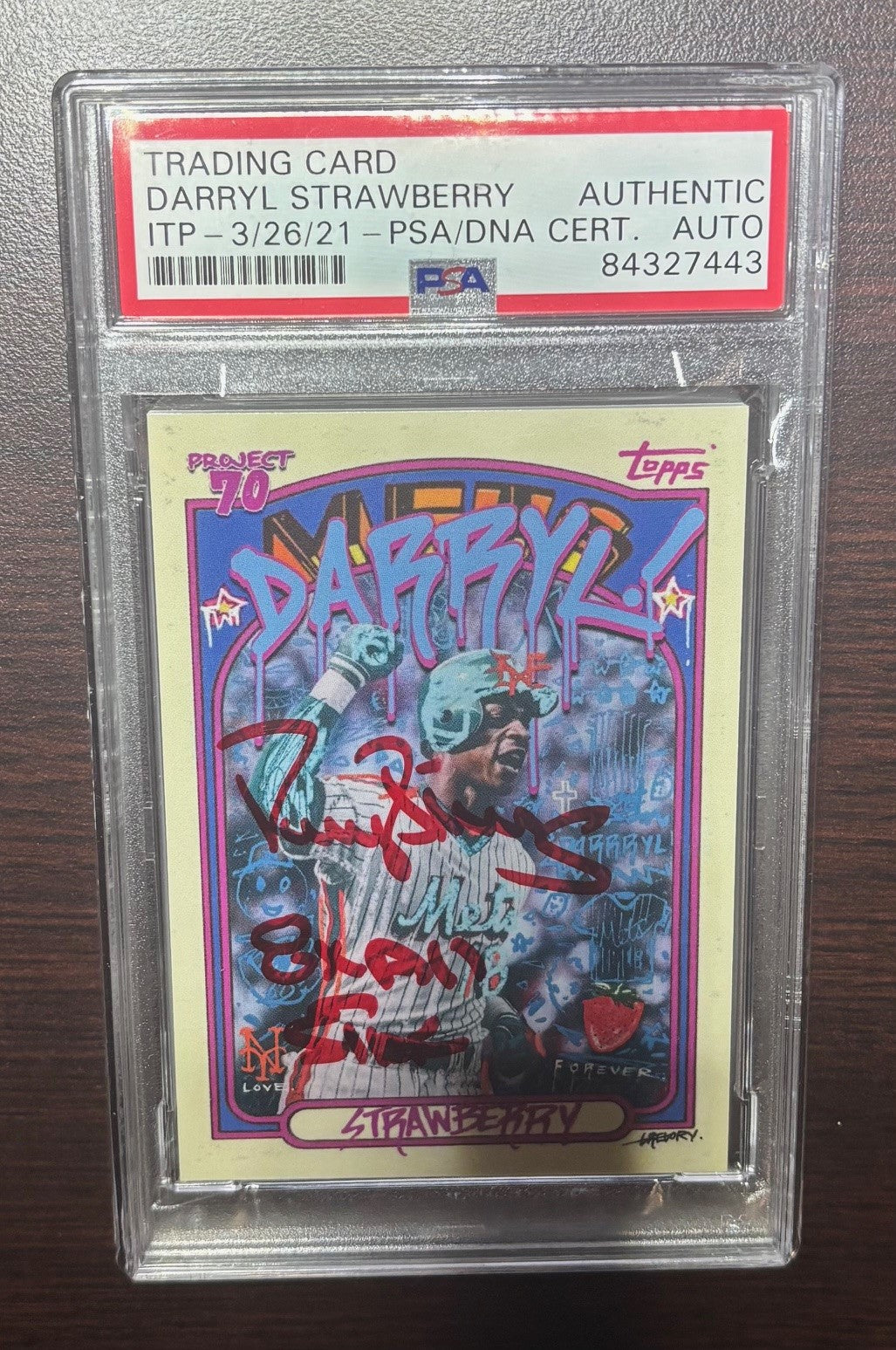 Darryl Strawberry 2021 Topps Project 70 Signed Baseball Card Authenticated PSA/DNA Auto Cert #84327443-Powers Sports Memorabilia