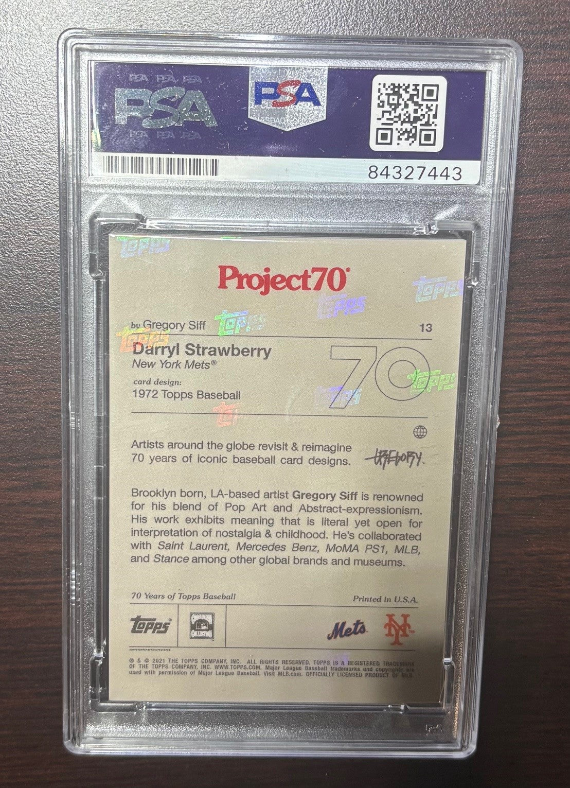 Darryl Strawberry 2021 Topps Project 70 Signed Baseball Card Authenticated PSA/DNA Auto Cert #84327443-Powers Sports Memorabilia