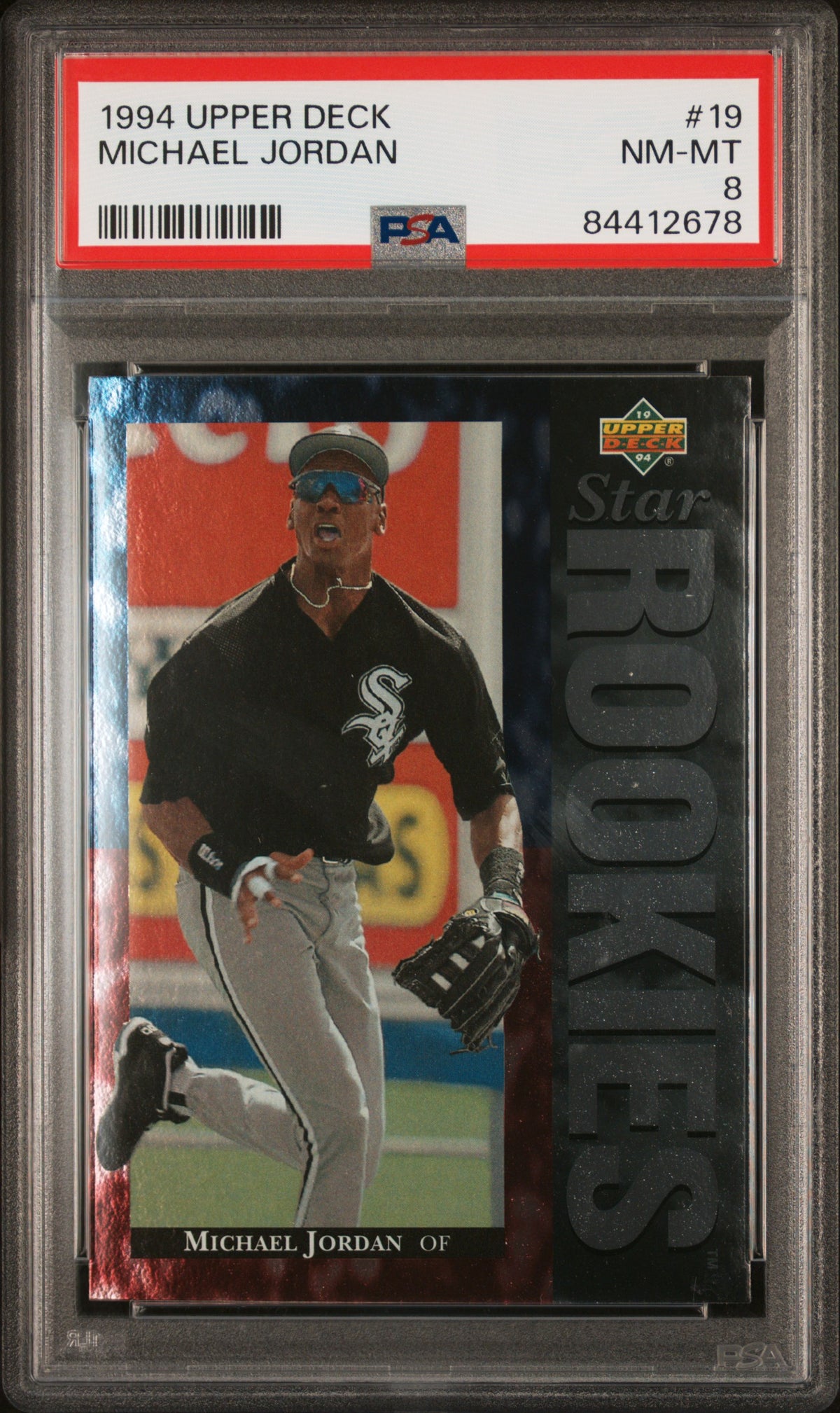 Michael Jordan 1994 Upper Deck Chicago White Sox Baseball Star Card #19 Graded PSA 8 Cert #84412678-Powers Sports Memorabilia