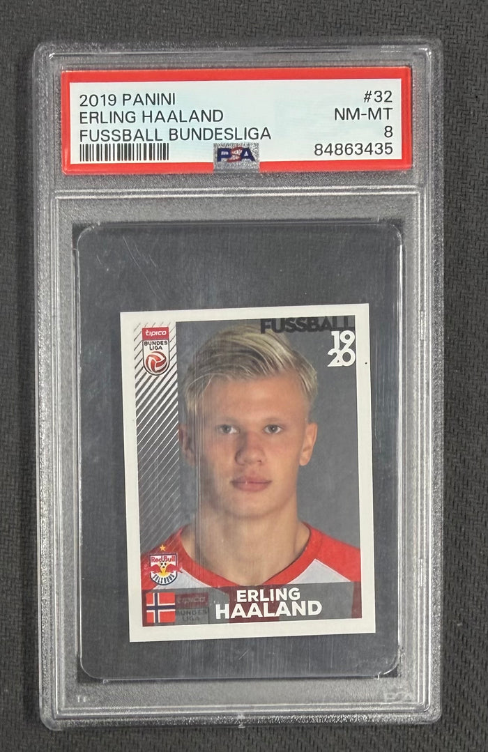 Erling Haaland 2019 Panini Fussball Bundesliga Card #32 PSA 8-Powers Sports Memorabilia