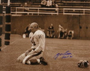 YA Tittle Autographed New York Giants Blood 16x20 (Sepia- horizontal) Photo HOF71-Powers Sports Memorabilia