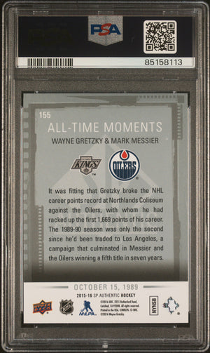 Wayne Gretzky Mark Messier 2015 SP Authentic Hockey Card #155 Graded PSA 10 Cert #85158113-Powers Sports Memorabilia