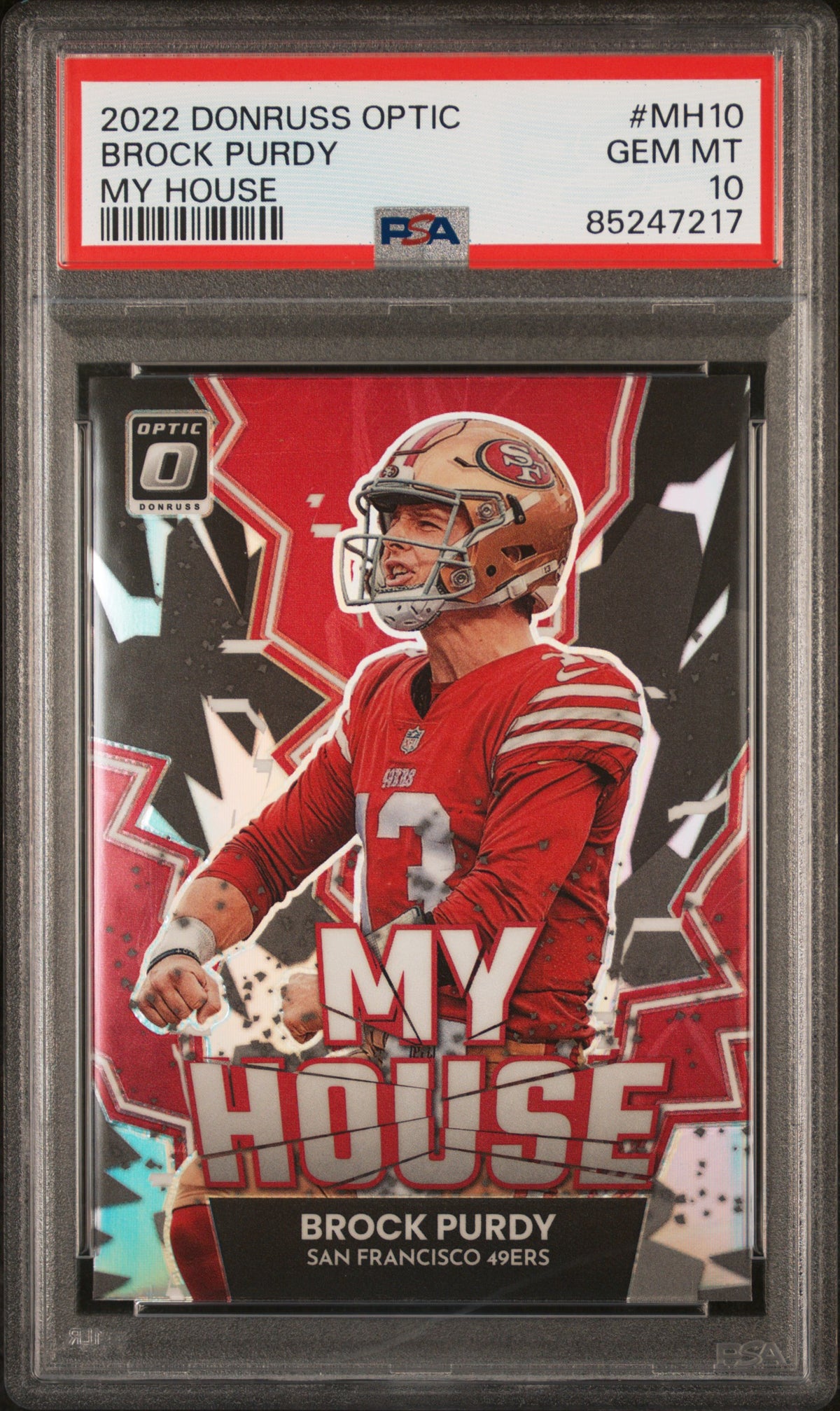 Brock Purdy 2022 Donruss Optic My House Rookie Football Card #MH10 Graded PSA 10 Cert #85247217-Powers Sports Memorabilia