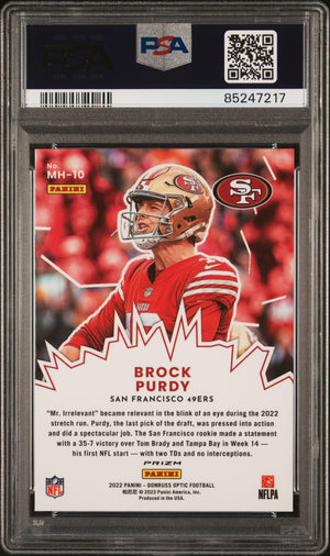 Brock Purdy 2022 Donruss Optic My House Rookie Football Card #MH10 Graded PSA 10 Cert #85247217-Powers Sports Memorabilia