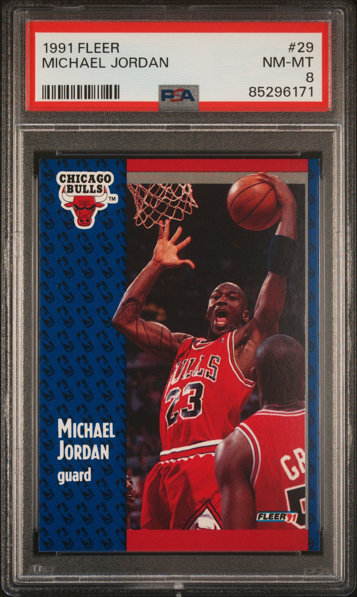 Michael Jordan 1991 Fleer Chicago Bulls Basketball Card #29 Graded PSA 8 Cert #85296171-Powers Sports Memorabilia