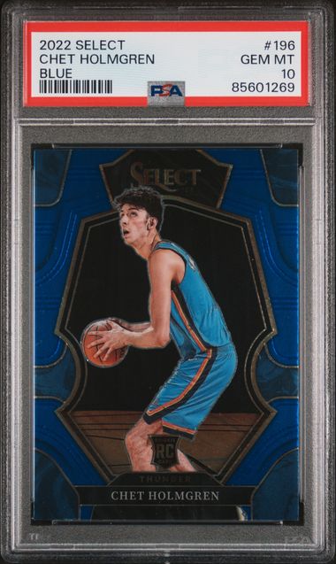 Chet Holmgren 2022 Panini Select Blue Basketball Rookie Card #196 Graded PSA 10-Powers Sports Memorabilia