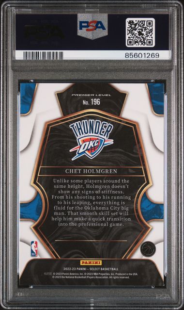 Chet Holmgren 2022 Panini Select Blue Basketball Rookie Card #196 Graded PSA 10-Powers Sports Memorabilia