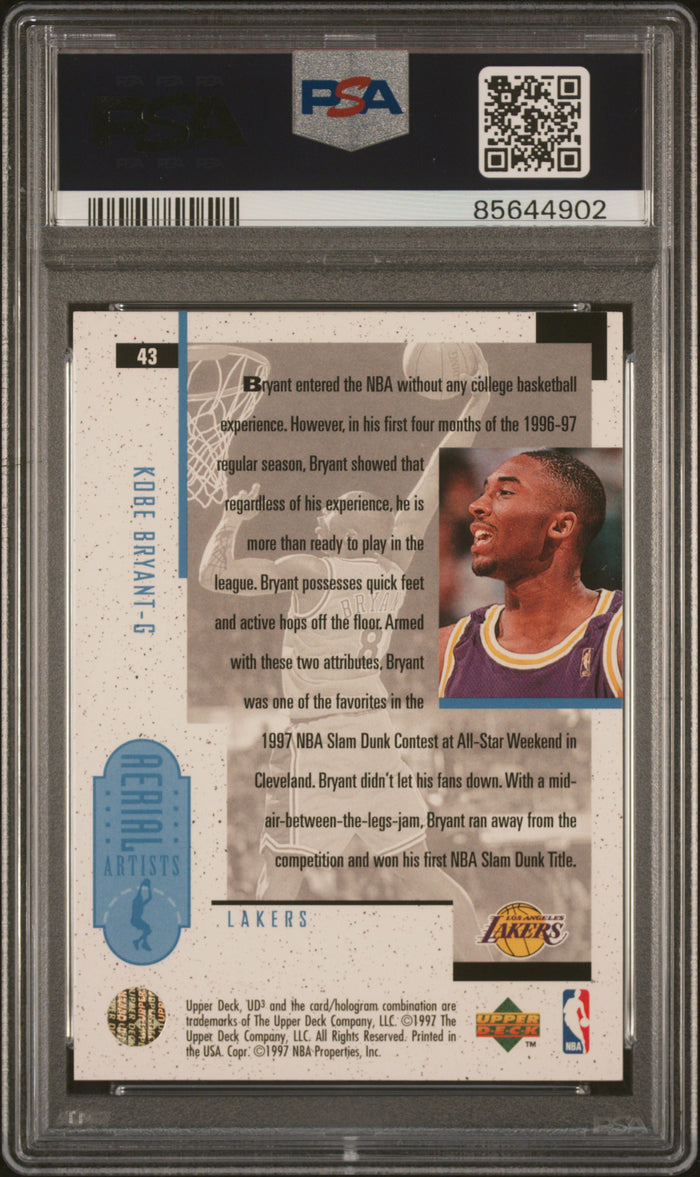 Kobe Bryant 1996 UD3 Los Angeles Lakers Basketball RC Rookie Card #43 Graded PSA 8 Cert #85644902-Powers Sports Memorabilia