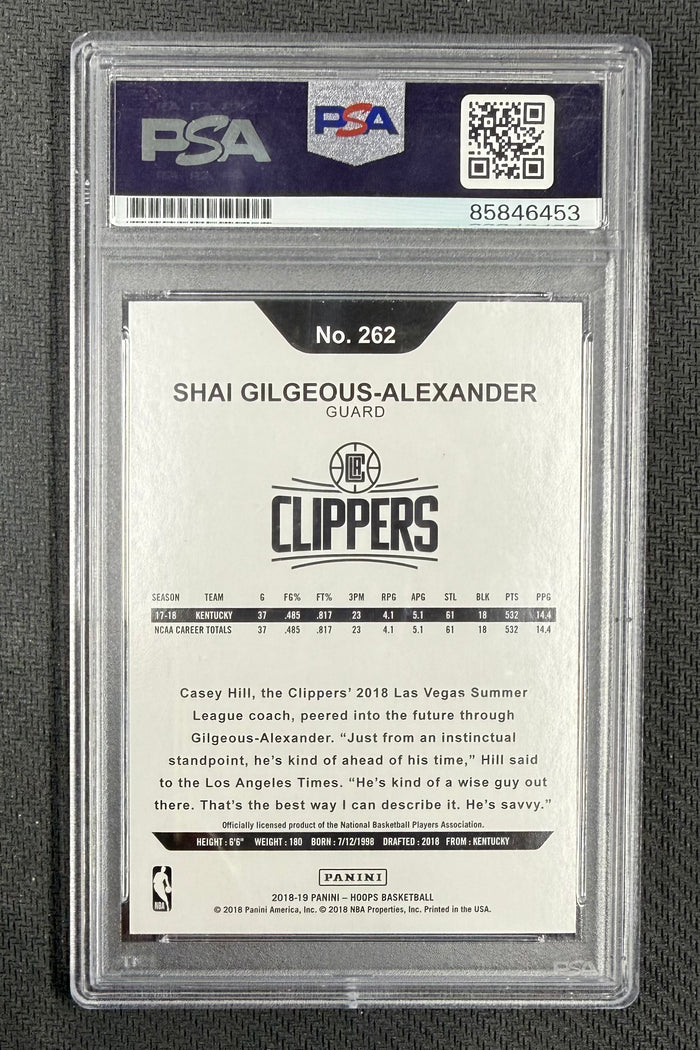 Shai Gilgeous-Alexander 2018 Hoops Rookie Card #262 PSA Auto-Powers Sports Memorabilia