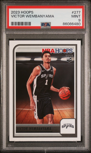 Victor Wembanyama 2023 NBA Hoops San Antonio Spurs Basketball Rookie Card #277 Graded PSA 9 Cert #86086480-Powers Sports Memorabilia