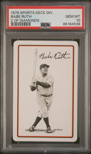 Babe Ruth 1978 Sports Deck 2 of Diamonds Baseball Card Graded PSA 10 Cert # 86184538-Powers Sports Memorabilia